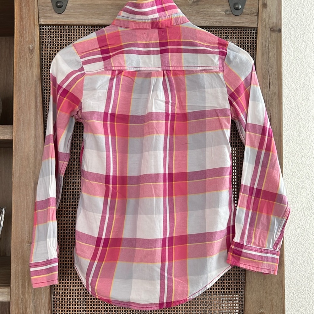 πBUY 3 for $15πOldβ Navy Girl's Sz L Pink Plaid Cotton Button-Up Shirt 10-12 - Picture 3 of 6